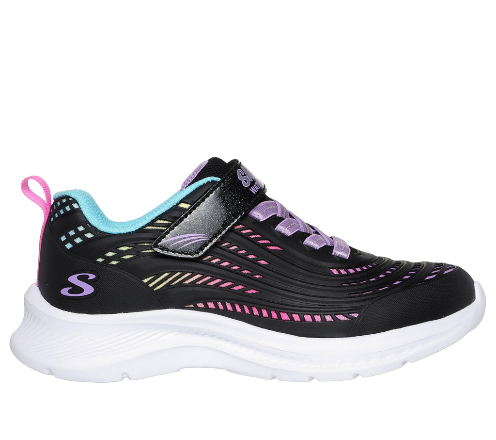 Skechers - Tenis Deportivos Repelentes al Agua Girls' Microspec Advance con Cierre Adaptable para Niña (Negro/Multicolor) (Talla 27 - 36)