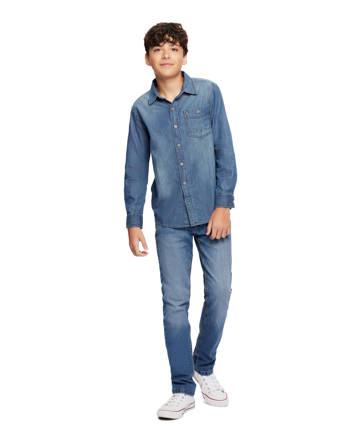 Tommy Hilfiger | Camisa Denim Manga Larga Abotonada Azul Niño (2T - 16T)