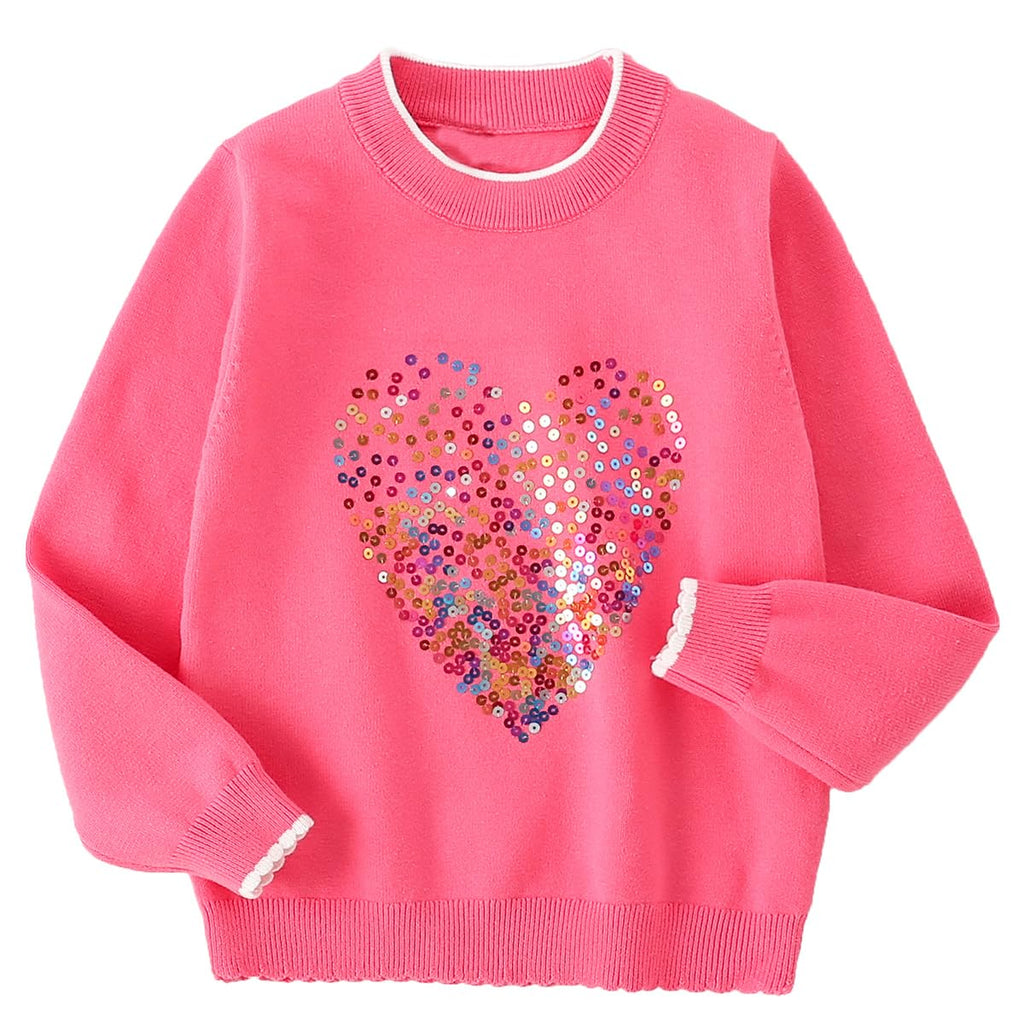 Conjunto 2 Piezas para Niña: Suéter Fucsia con Corazón de Lentejuelas y Jeans con Corazones Bordados