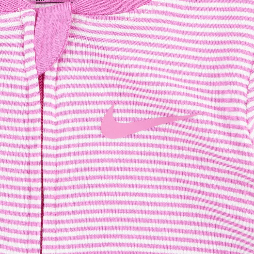 Mono con Pies Manga Larga Nike Essentials | Rayas Rosa Fucsia/Blanco | Playful Pink | Bebé/Niña (Solo 0-3M)