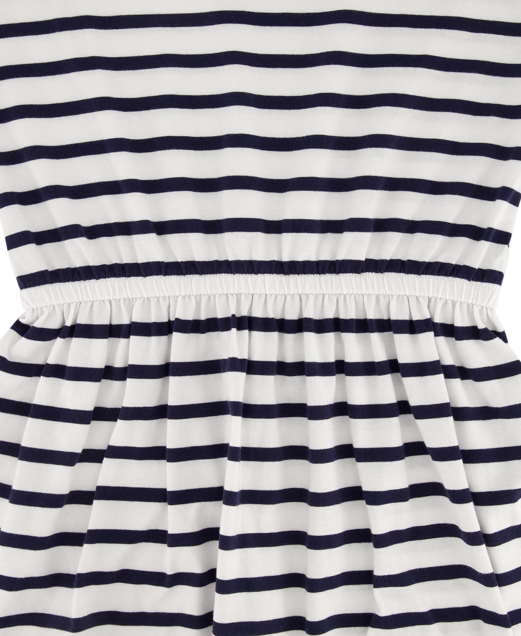 Tommy Hilfiger Vestido Jersey Rayas Niña | Navy/Blanco • Cuello Barco • Manga Casquillo • Bandera TH • Cintura Elástica