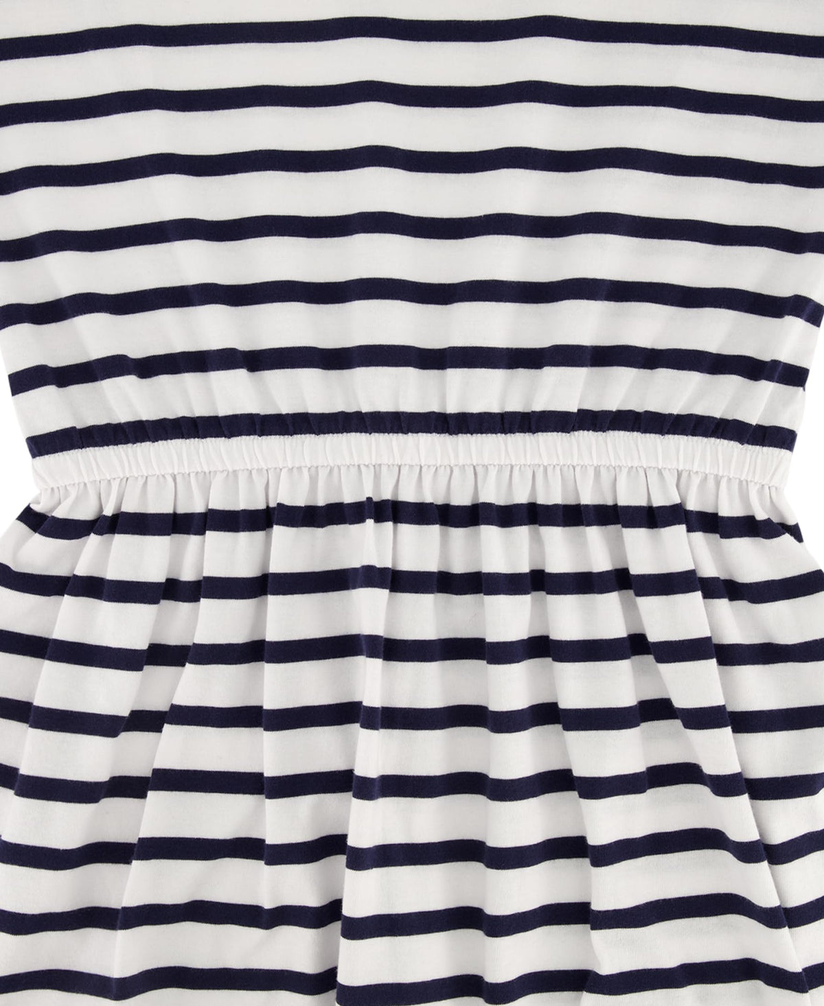 Tommy Hilfiger Vestido Jersey Rayas Niña | Navy/Blanco • Cuello Barco • Manga Casquillo • Bandera TH • Cintura Elástica