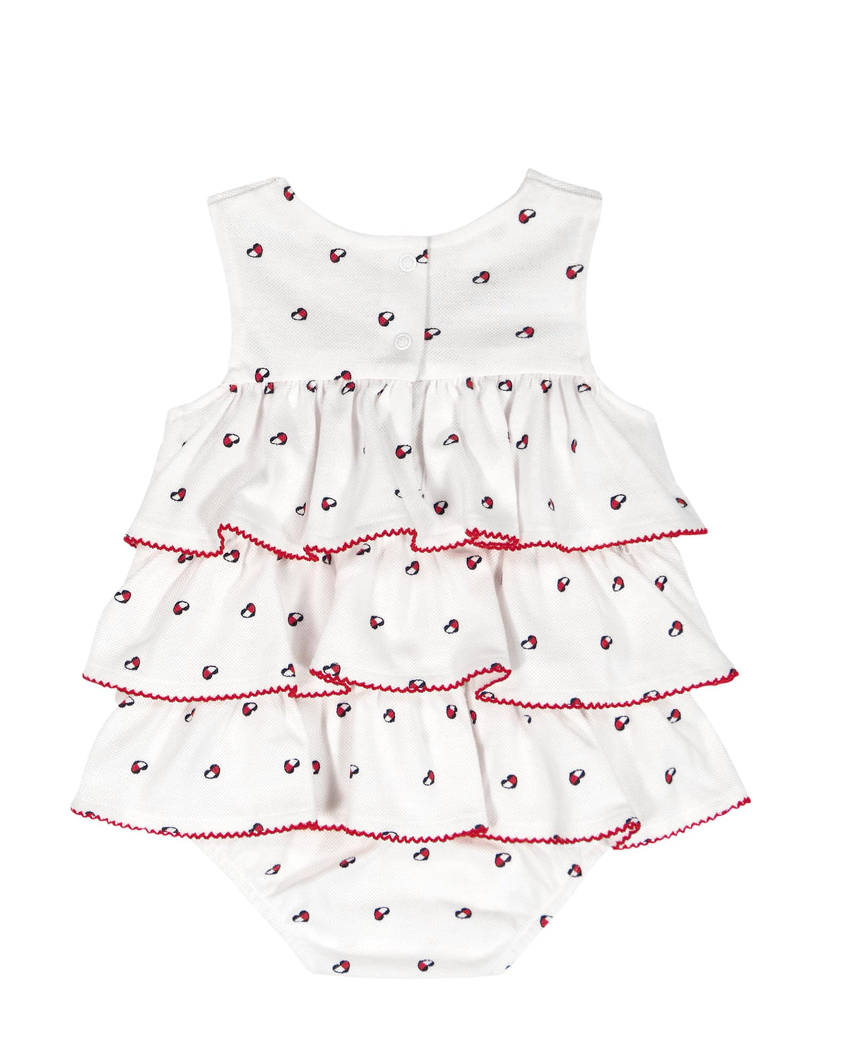 Body con Volantes + Diadema Tommy Hilfiger | Banderitas Blanco + Ribete Rojo | Niña/Bebé (6M - 24M)