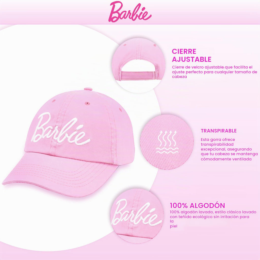 Gorra Barbie Lentejuelas Plateadas para Niñas — Talla Única Ajustable