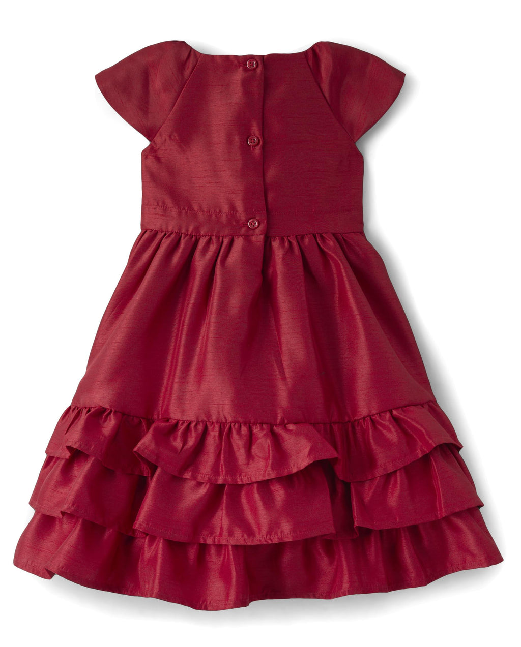 Gymboree Vestido de Fiesta Rojo Dupioni con Volantes y Lazo para Niñas (Solo 12T)