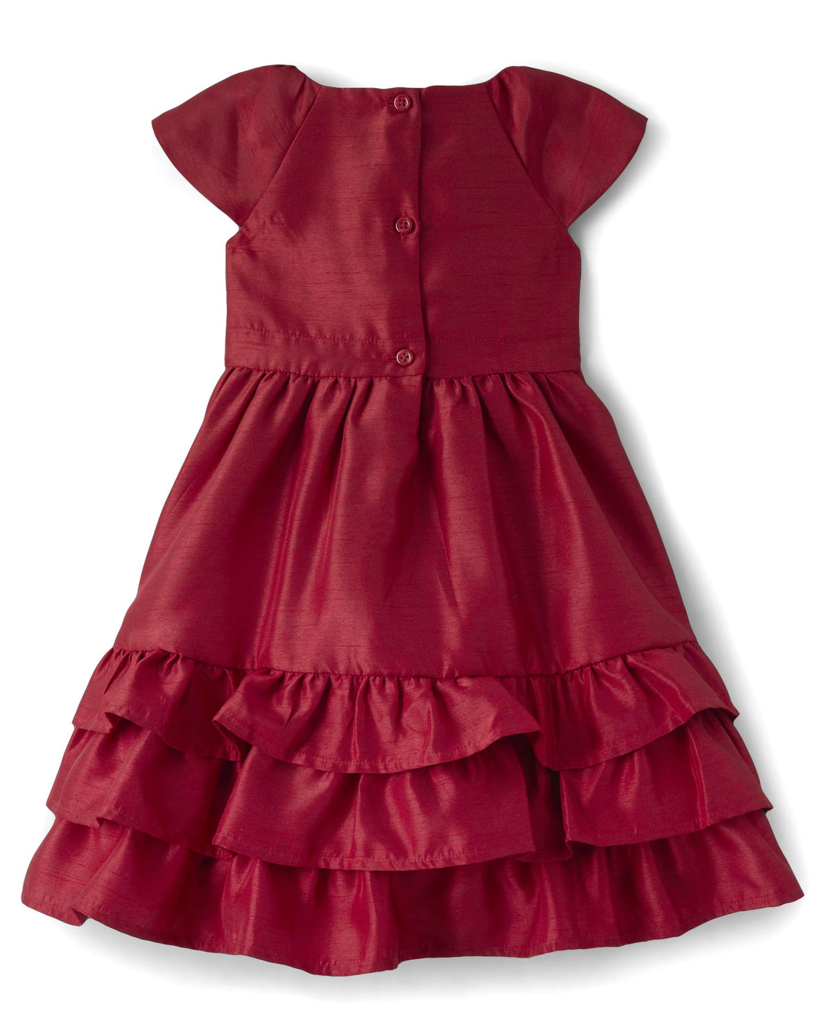Gymboree Vestido de Fiesta Rojo Dupioni con Volantes y Lazo para Niñas (Solo 12T)