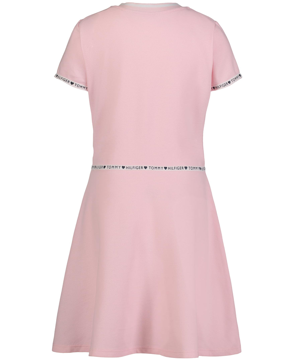 Tommy Hilfiger Vestido Camiseta Niña | Rosa + Cinta Logo Cintura • Media Cremallera