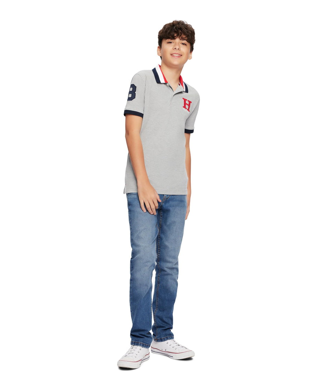 Tommy Hilfiger | Polo Piqué Matt Premium Manga Corta Gris Jaspeado Niño (2T - 7T)