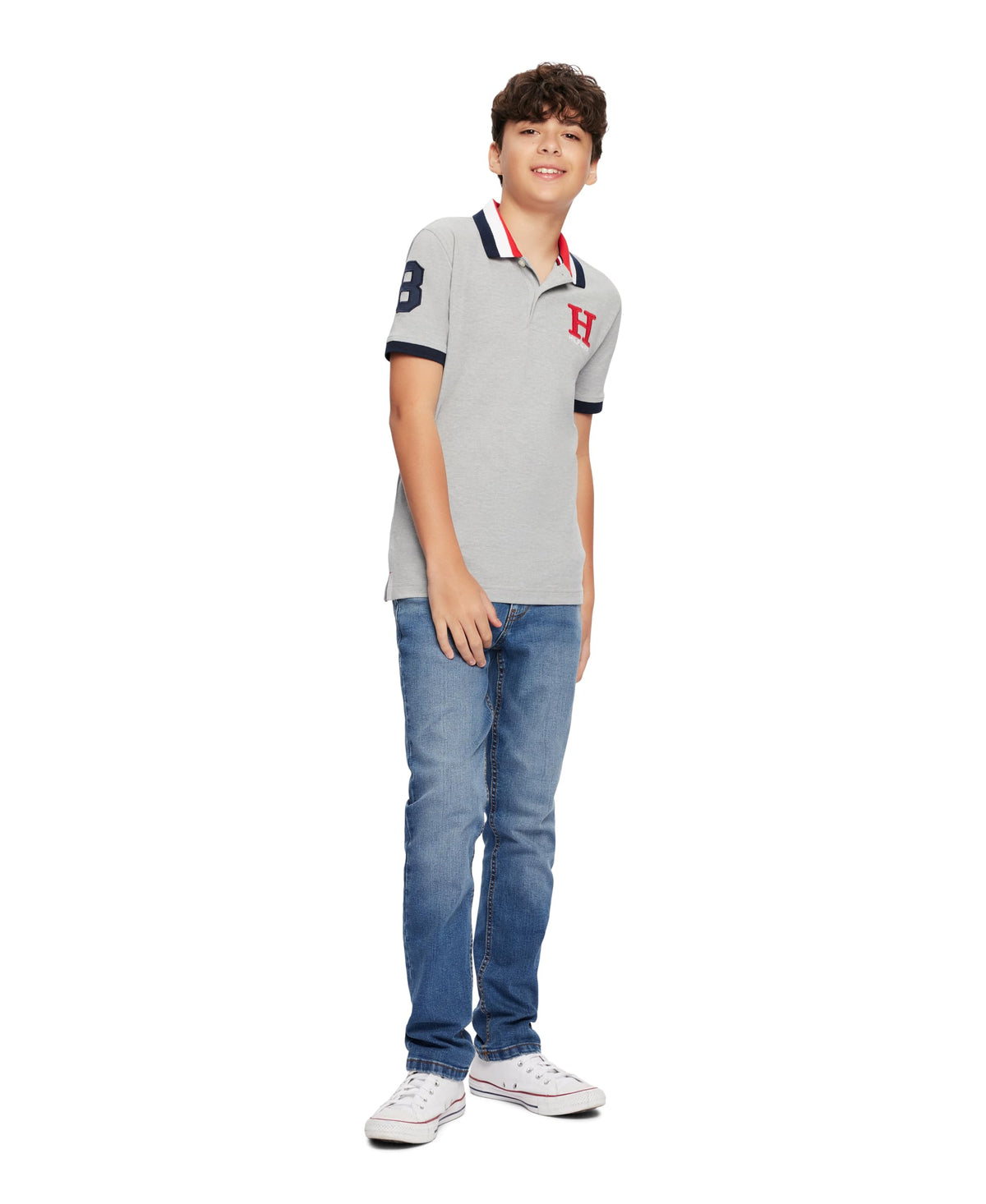 Tommy Hilfiger | Polo Piqué Matt Premium Manga Corta Gris Jaspeado Niño (2T - 7T)