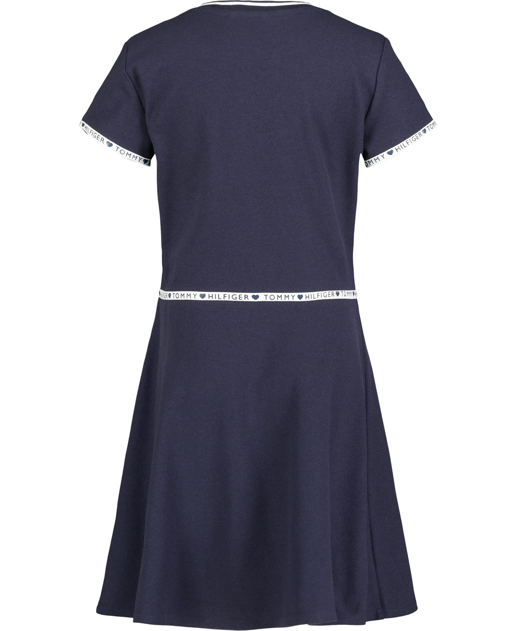 Tommy Hilfiger Vestido Camiseta Niña | Azul Navy + Cinta Logo Cintura • Media Cremallera
