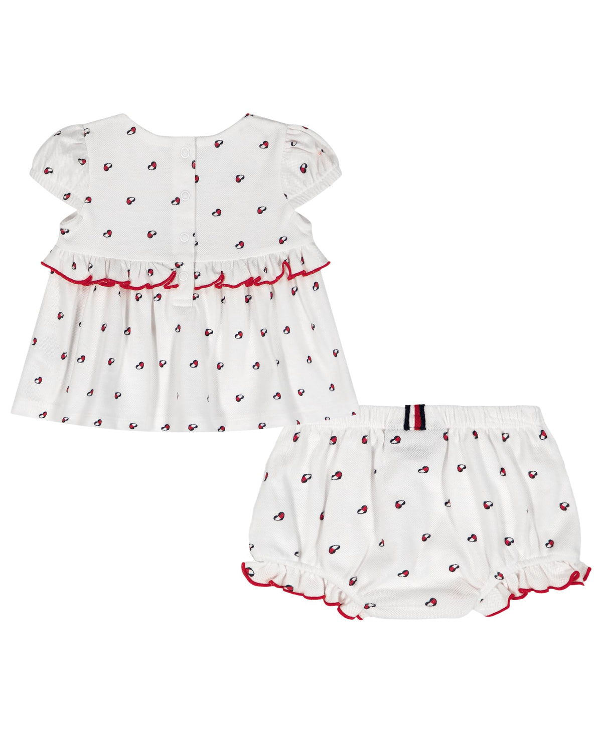 Conjunto 2 Piezas Tommy Hilfiger | Top Peplum Mangas Puff + Bloomer con Volante | Logos Rosa | Niña/Bebé (2M - 24M) (Copia)