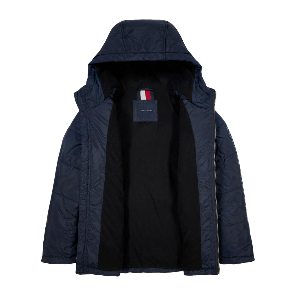 Chaqueta Puffer Heavyweight Tommy Hilfiger | Capucha Forro Micro Polar + Resistente al Agua | Navy | Niño (8T - 16T)