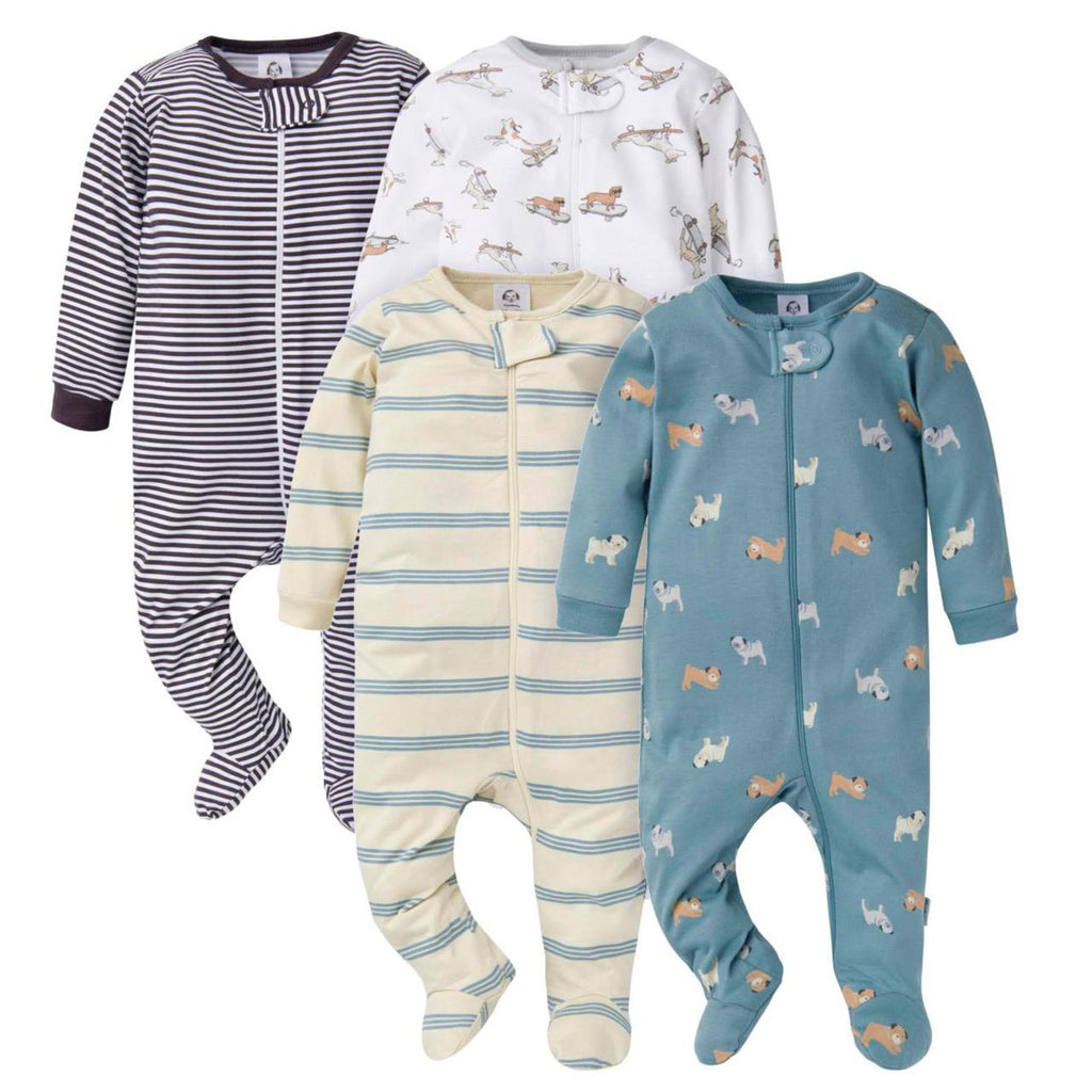 Gerber | Paquete 4 Pijamas Sleep N' Play con Pies Bebé Niño