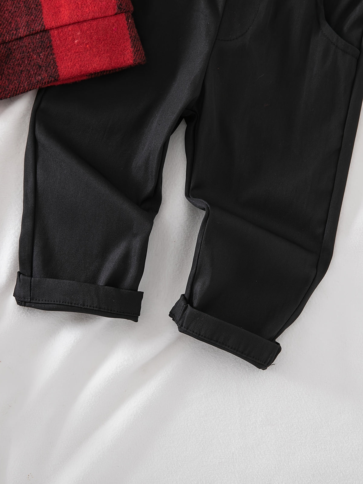 Conjunto de 2 Piezas "Red Lumberjack" para Niño – Chaqueta de Cuadros Rojos y Negros con Pantalón Casual (Primavera/Otoño (3M - 3Y)