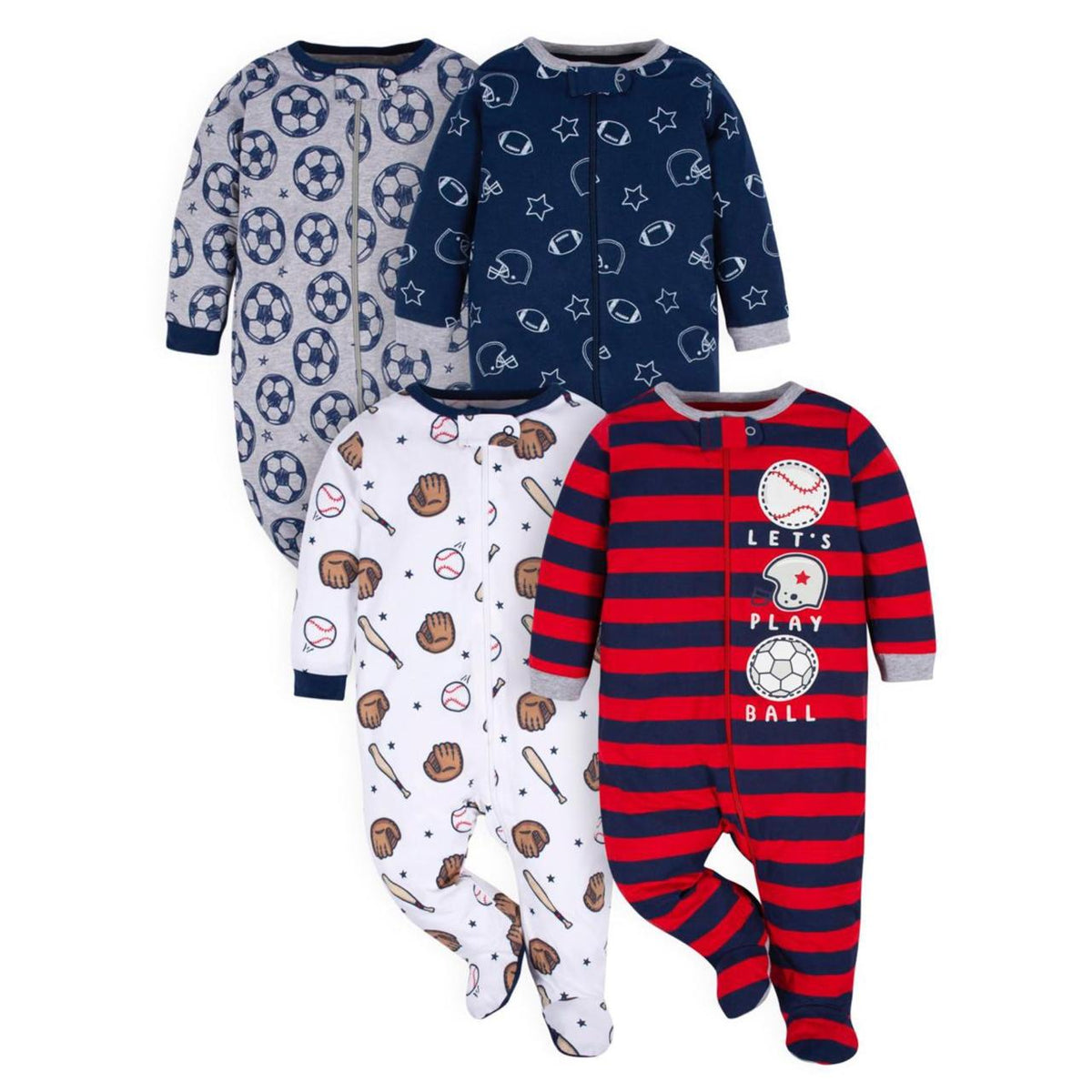 Gerber | Paquete 4 Pijamas Sleep N' Play con Pies Bebé Niño
