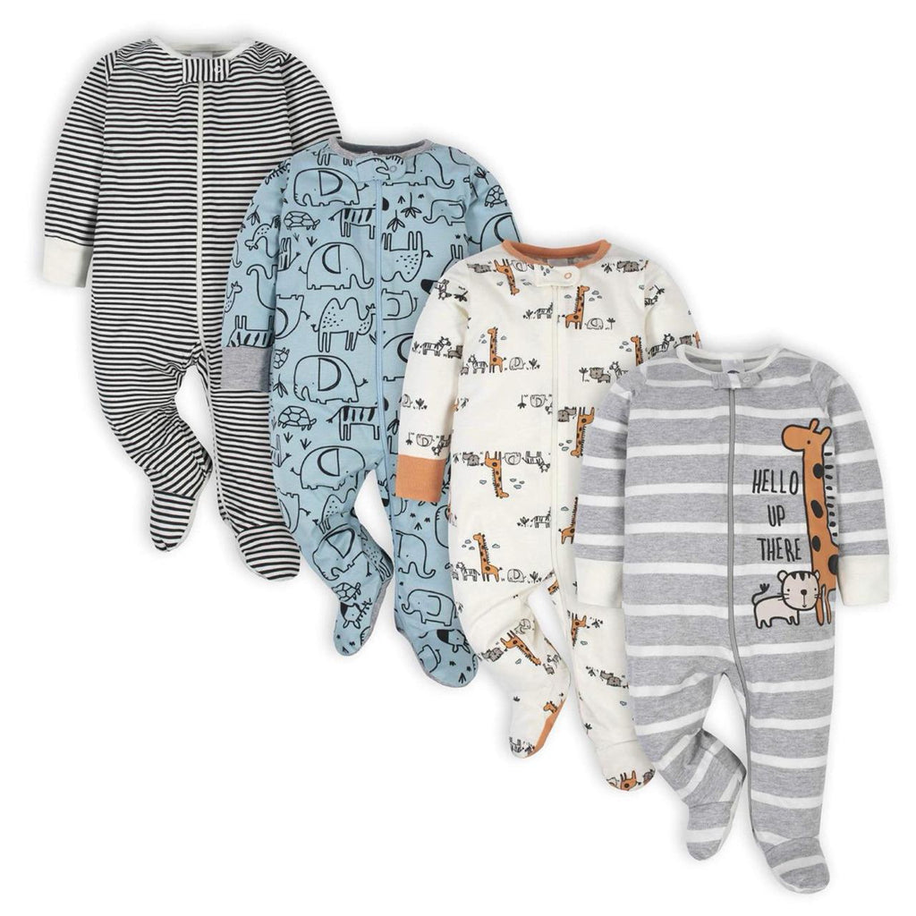 Gerber | Paquete 4 Pijamas Sleep N' Play con Pies Bebé Niño