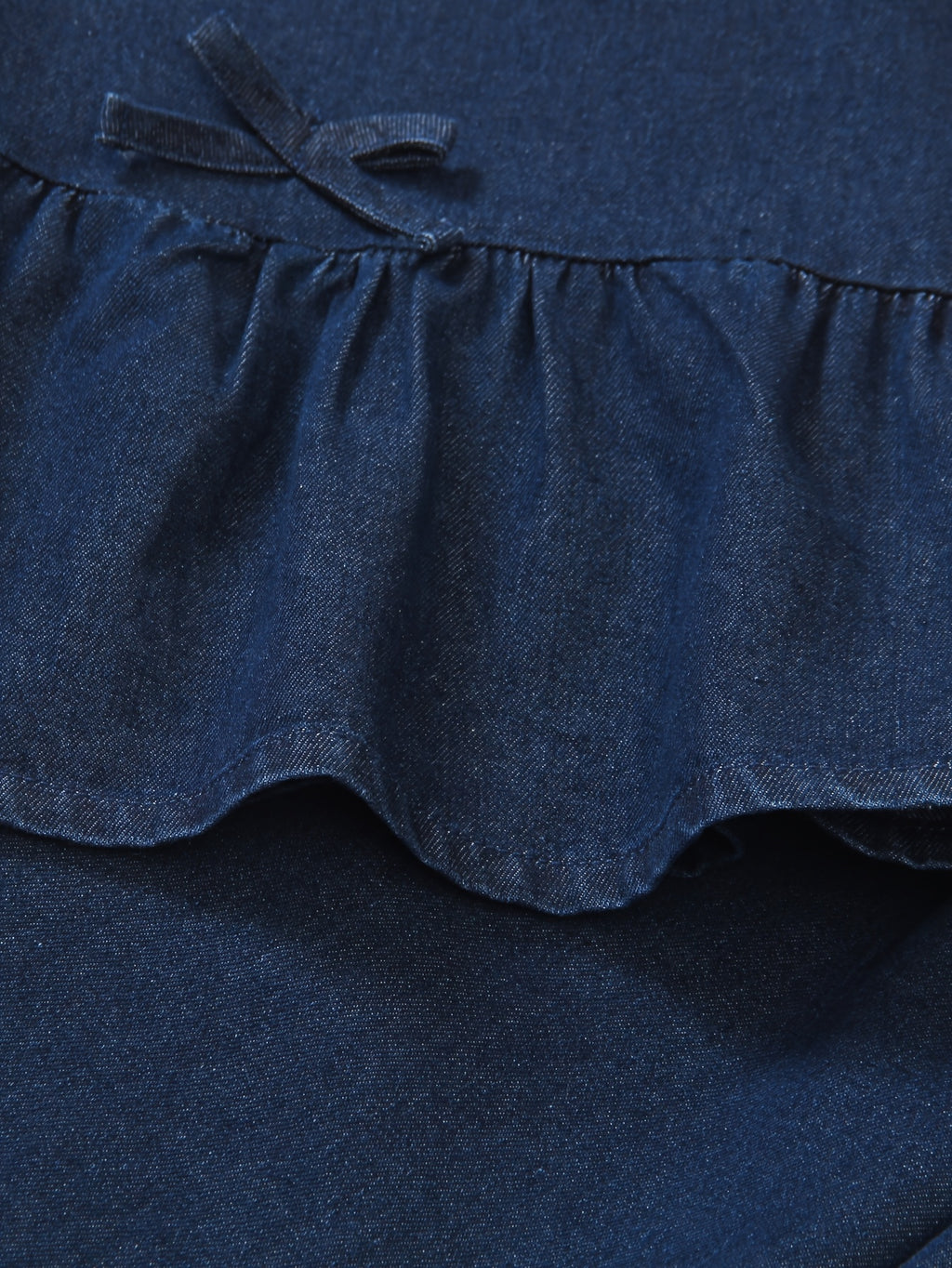 Conjunto de 2 Piezas de Camisola de Mezclilla con Volantes y Lazos + Pantalón Largo Recto para Niñas (Estilo Casual y Moderno para Primavera/Verano) (8Y - 12Y)