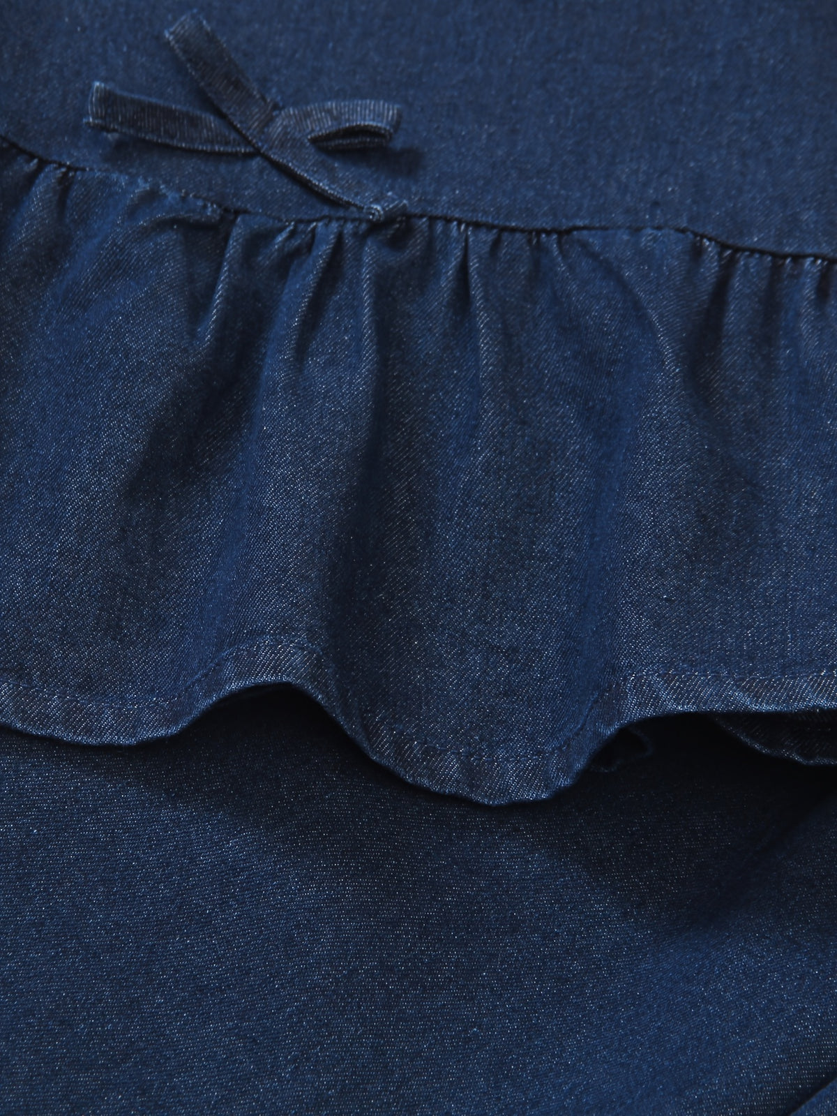 Conjunto de 2 Piezas de Camisola de Mezclilla con Volantes y Lazos + Pantalón Largo Recto para Niñas (Estilo Casual y Moderno para Primavera/Verano) (8Y - 12Y)
