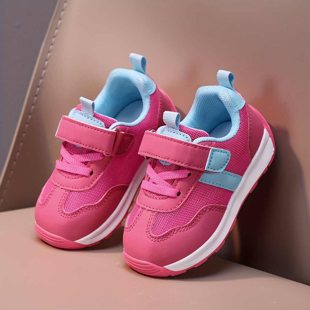 Zapatillas Deportivas de Malla Transpirable para Bebés y Niños Pequeños en Color Rosa y Azul Claro con Cierre de Contacto y Suela Antideslizante (Ideales para Primeros Pasos) (Talla 20 - 25)