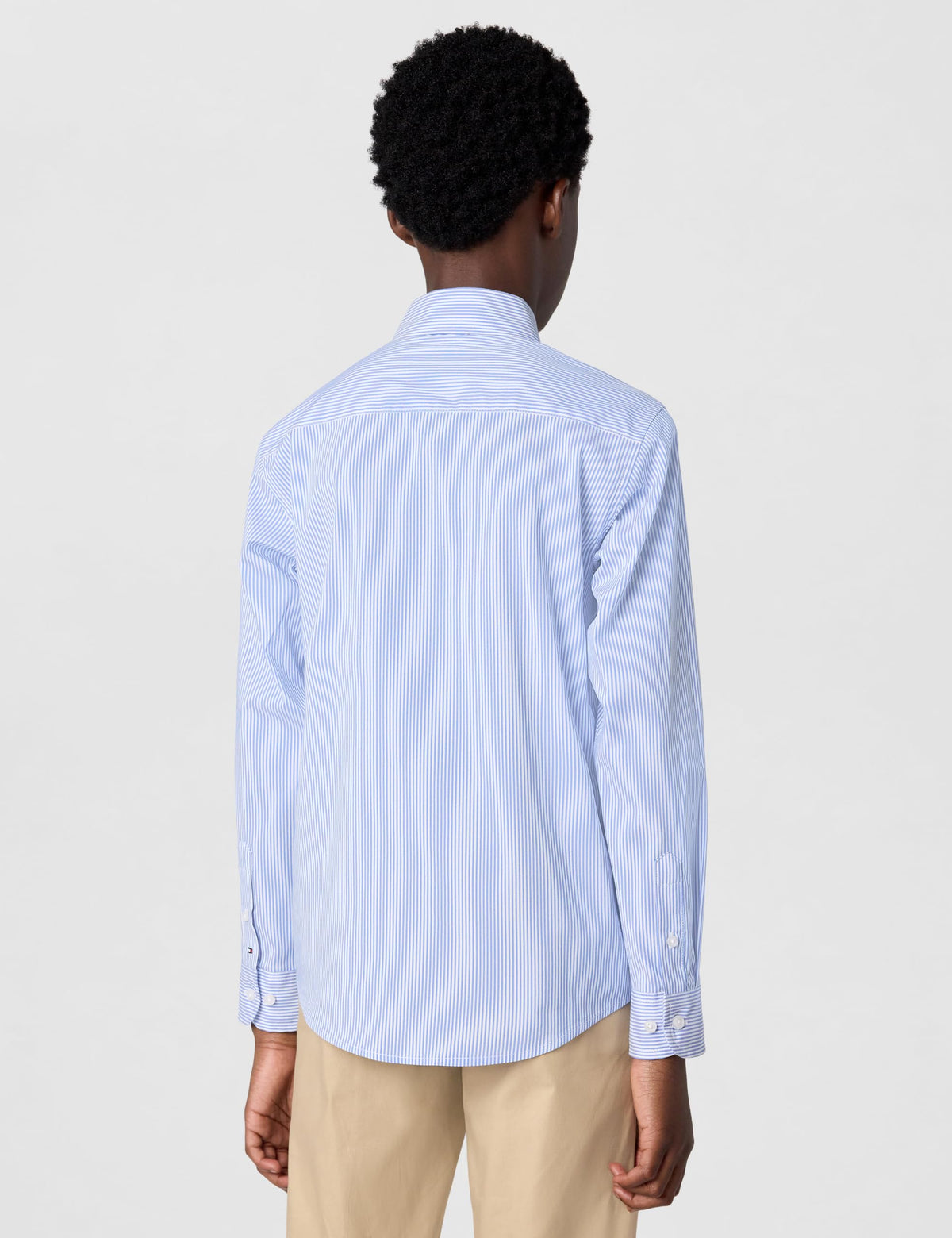 Tommy Hilfiger | Camisa de Vestir Manga Larga Rayas Azul Claro Niño (8T - 16T)