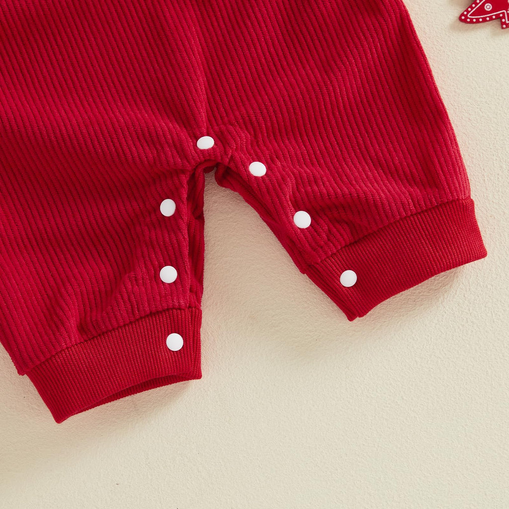 Peto Navideño Pana Roja Bebé | Bordado Camión Arbolito Tiras Ajustables