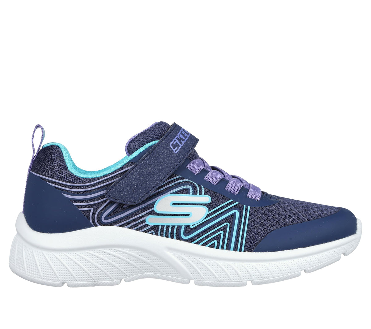 Skechers - Tenis Deportivos Girls' Microspec Advance con Cierre Adaptable y Lavables para Niña (Azul/Turquesa) (Talla 27 - 36)