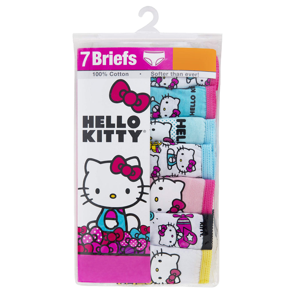 Hello Kitty | Panty Bikini Nina Pack 7 | 100% Algodon Peinado | Lavado a Maquina | 7 Estampados Iconicos Hello Kitty | Licencia Oficial (2 - 10T)