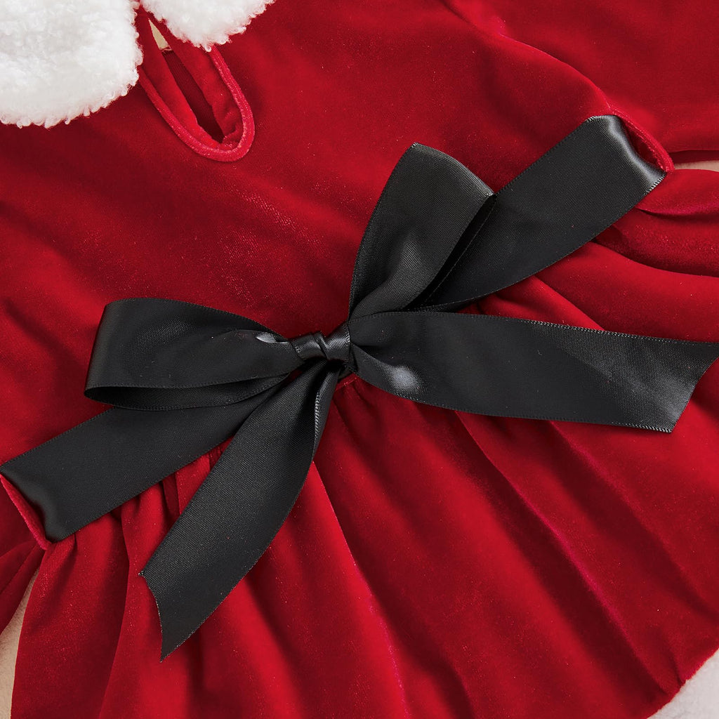 Giraropa | Vestido Mameluco Navideño de Terciopelo Bebé Niña - Rojo