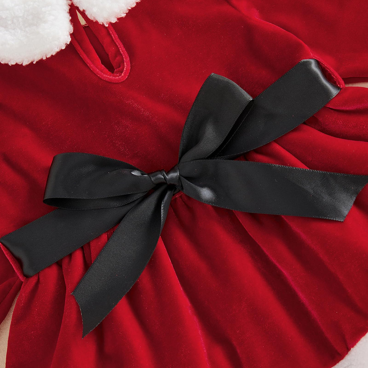 Giraropa | Vestido Mameluco Navideño de Terciopelo Bebé Niña - Rojo