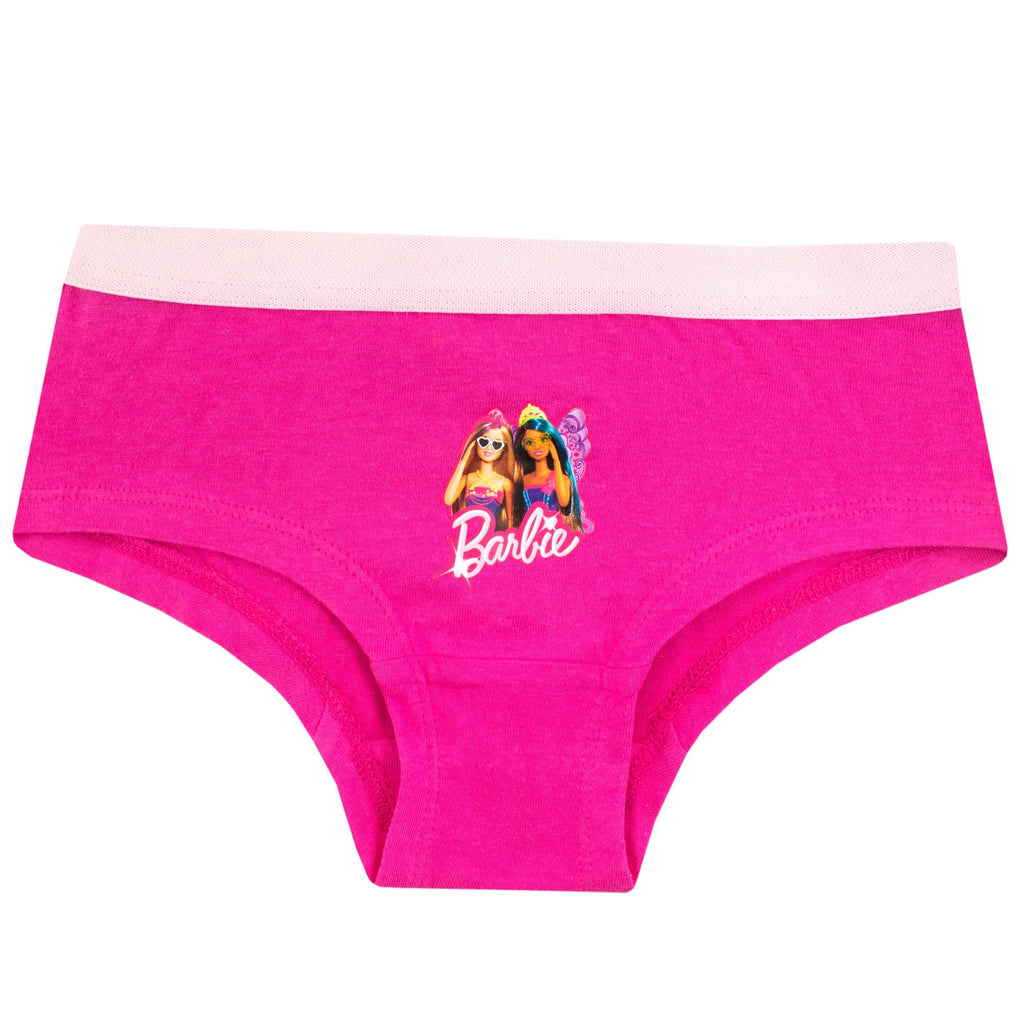 Barbie | Panty Bikini Nina Pack 5 | 100% Algodon | Transpirable | Cintura Elastica | Barbie y Amigas + Estrellas + Logo (7 - 12T)