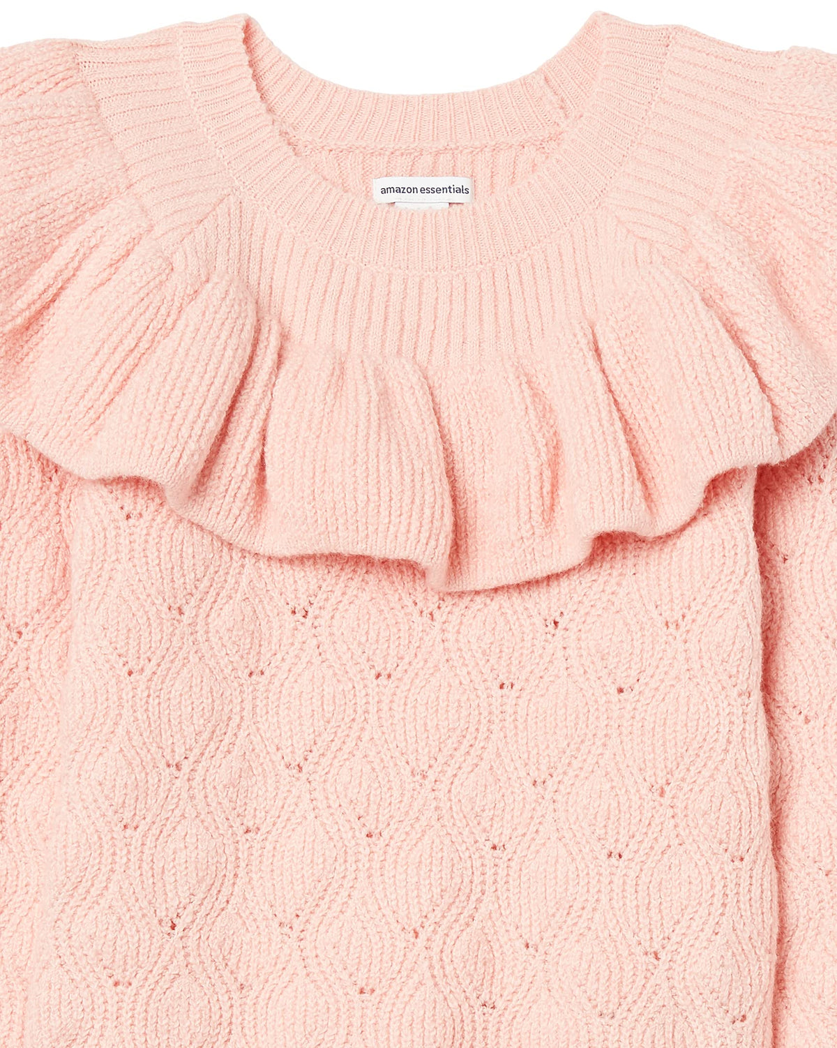 Amazon Essentials Suéter Niña | Rosa Palo Volante Grande • Calado Ondas • Suave al Tacto • Manga Larga