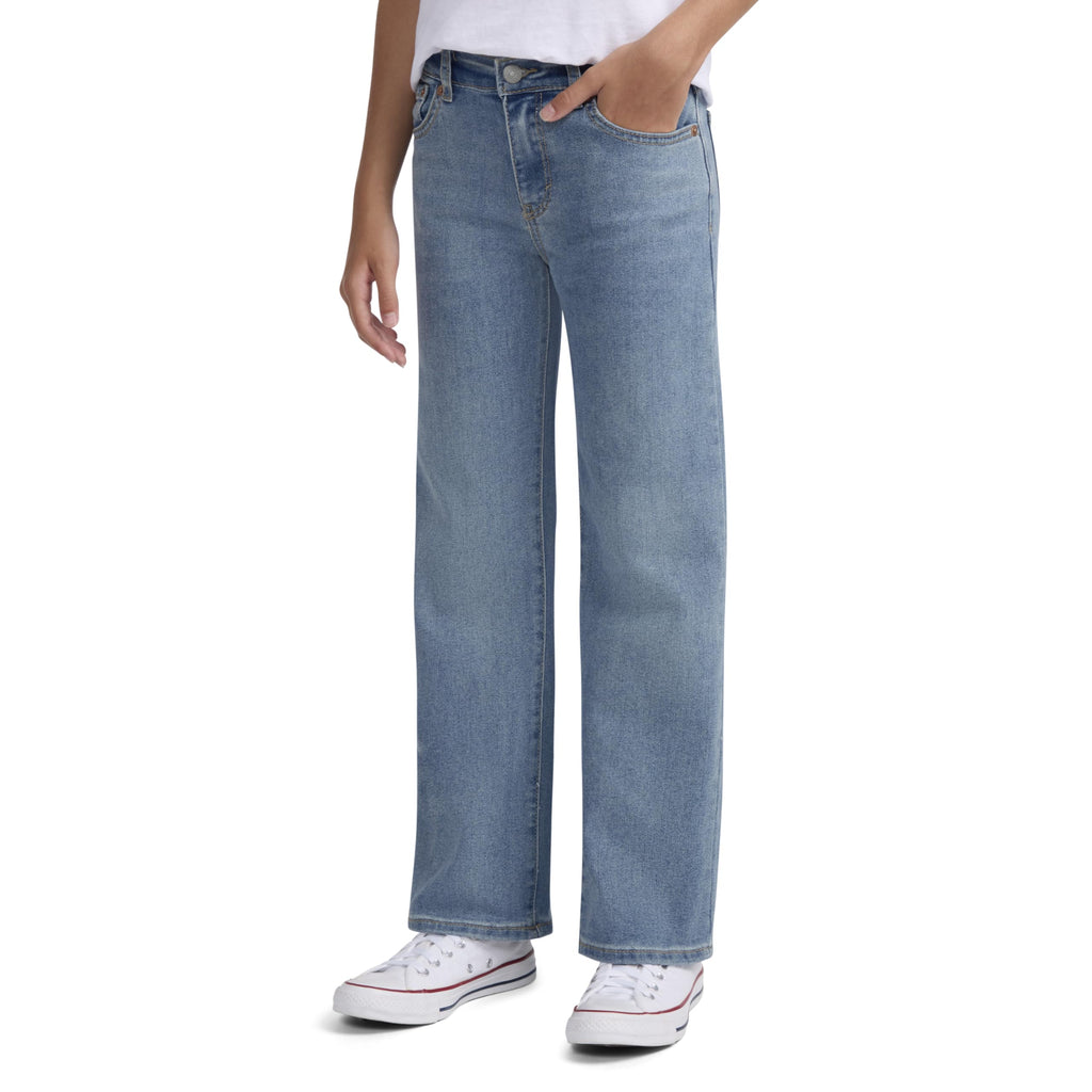 Jean Wide Leg Tiro Alto Levi's | Azul Claro Luminoso + Costuras Doradas + Arcuata Icónica | Niña (4T - 16T)