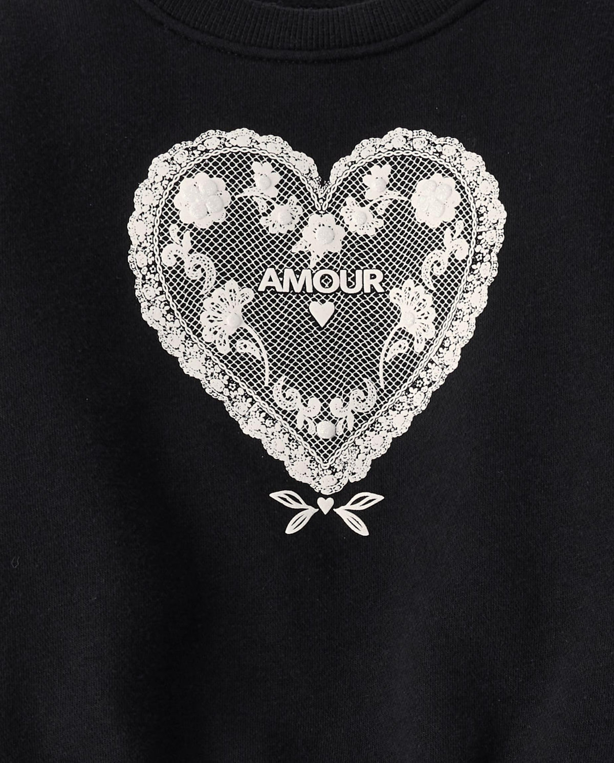 The Children's Place | Conjunto 2 Piezas Sudadera y Jogger Negro Corazón Amour Vivos Blancos Niña