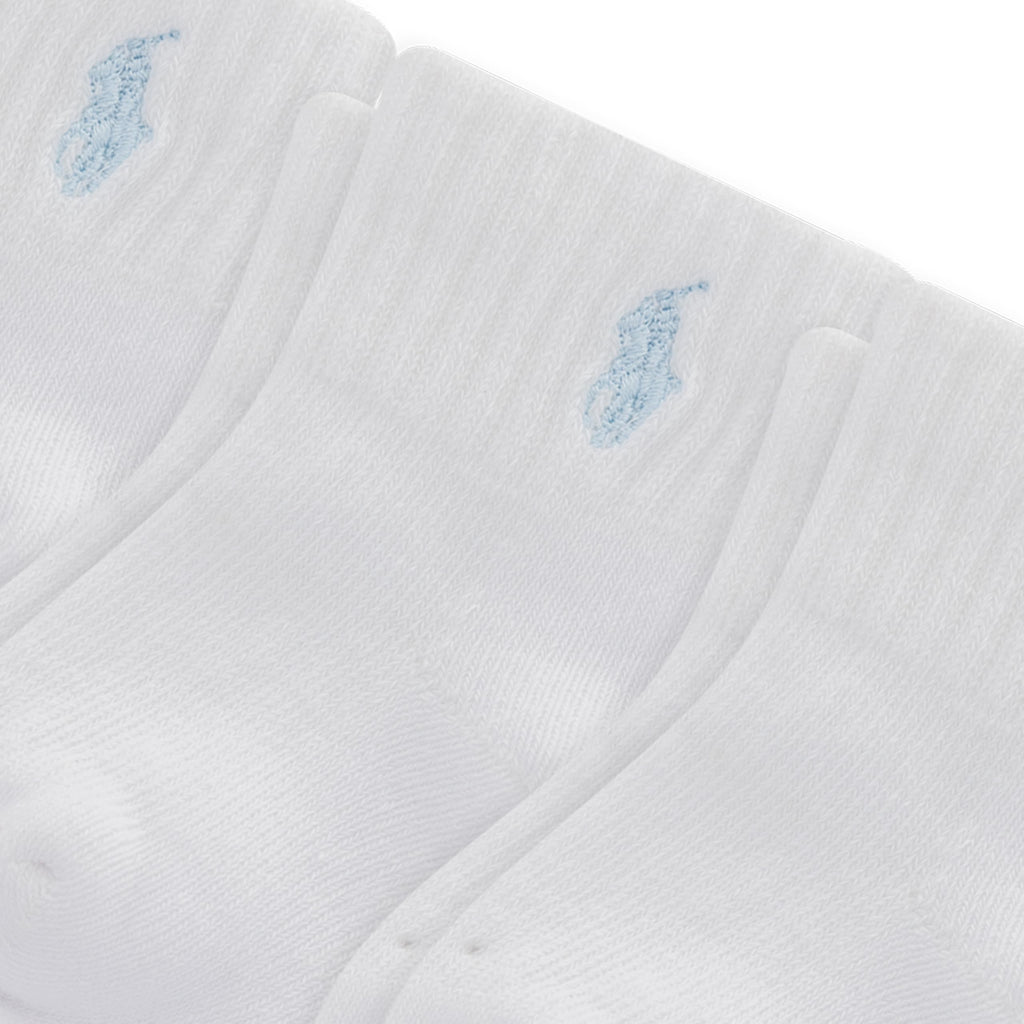 Polo Ralph Lauren | Calcetines Bebé Pack 6 Algodón Pony Bordado Azul Cielo Stay-Up Tobillero Blanco 0-24 Meses
