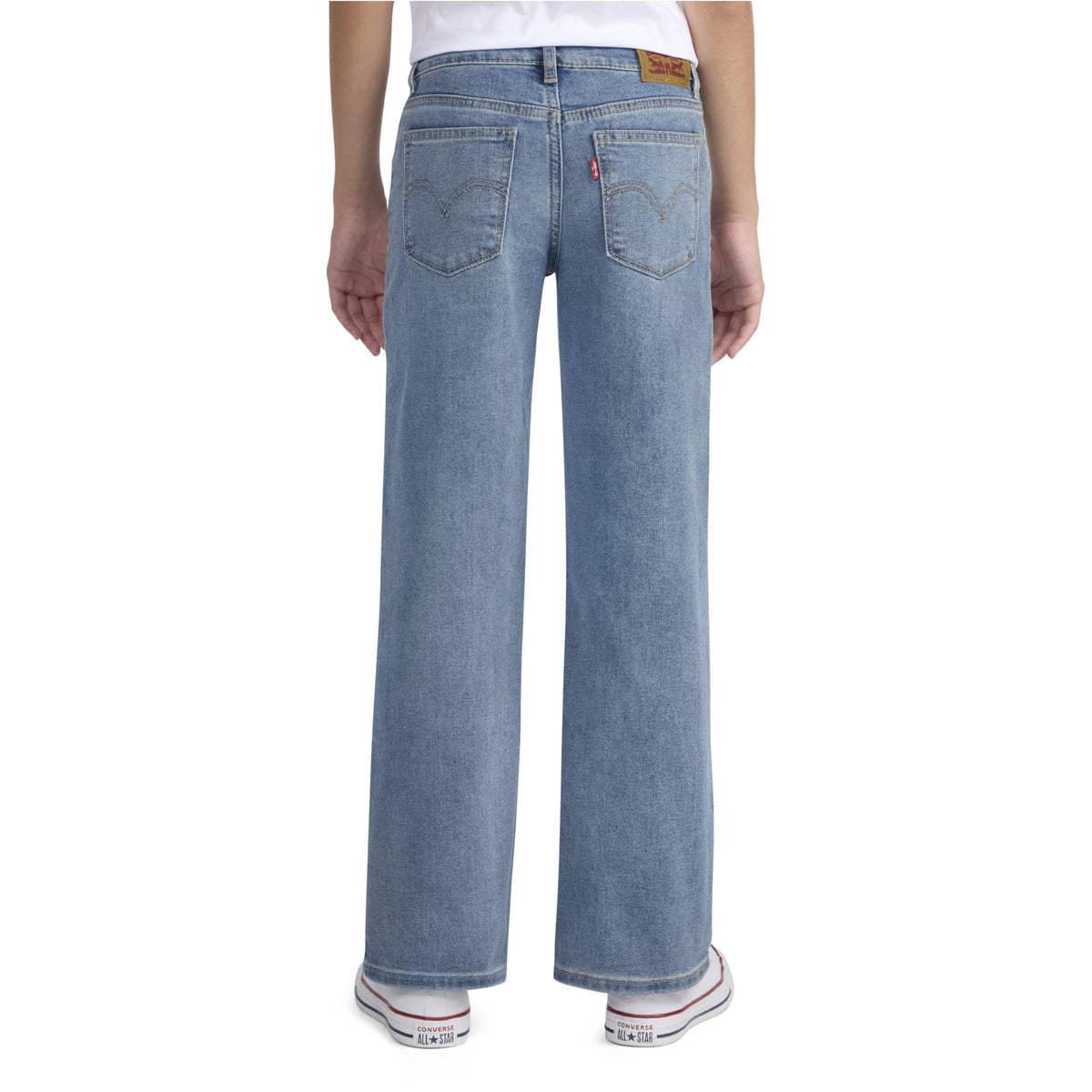 Jean Wide Leg Tiro Alto Levi's | Azul Claro Luminoso + Costuras Doradas + Arcuata Icónica | Niña (4T - 16T)