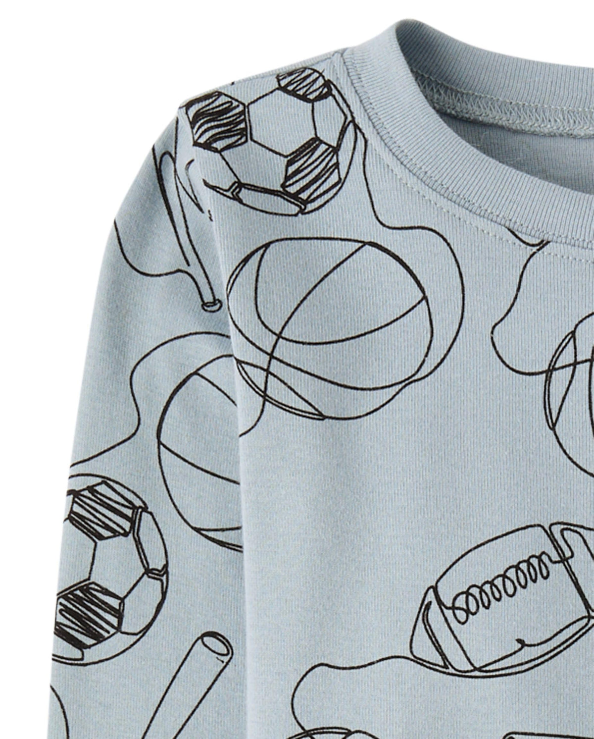 Pijama 2 Piezas The Children's Place | 100% Algodón + Deportes Doodle All-Over + Fútbol Basketball Béisbol | Niño Azul Glaciar (4T - 16T)