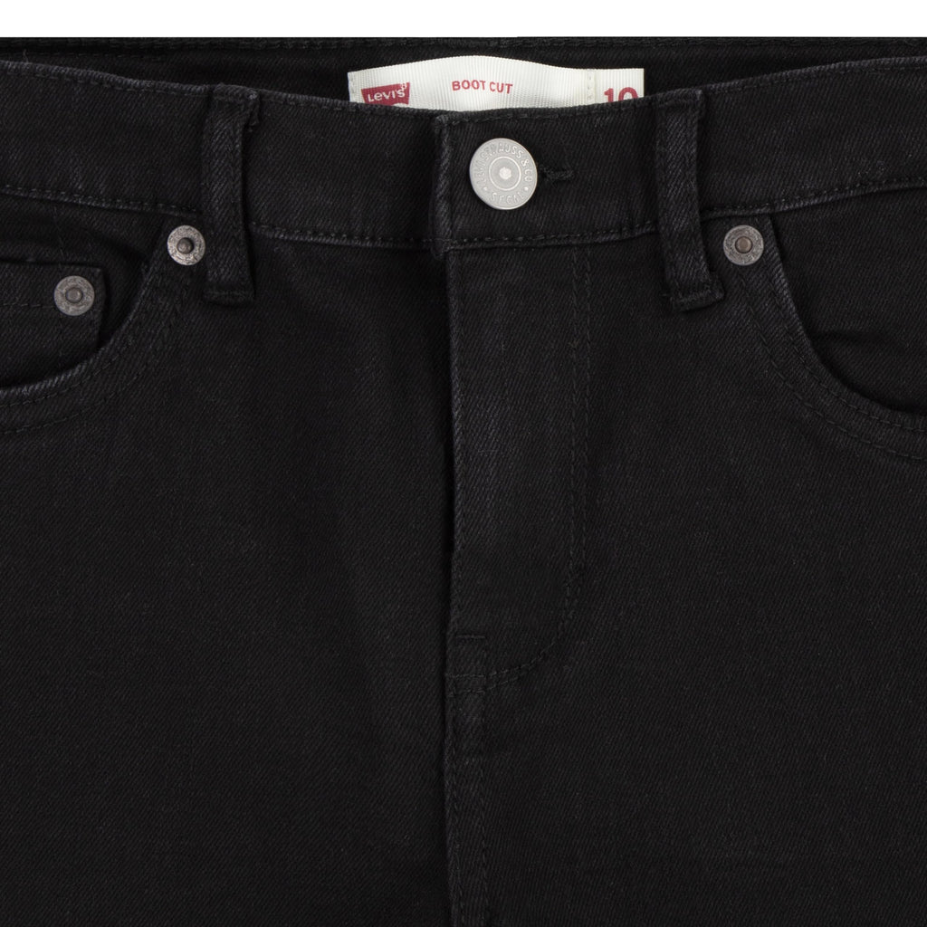 Jean Bootcut Tiro Alto Levi's | Negro Jet Black + Parche Grafito + Cintura Ajustable | Niña (4T - 16T)