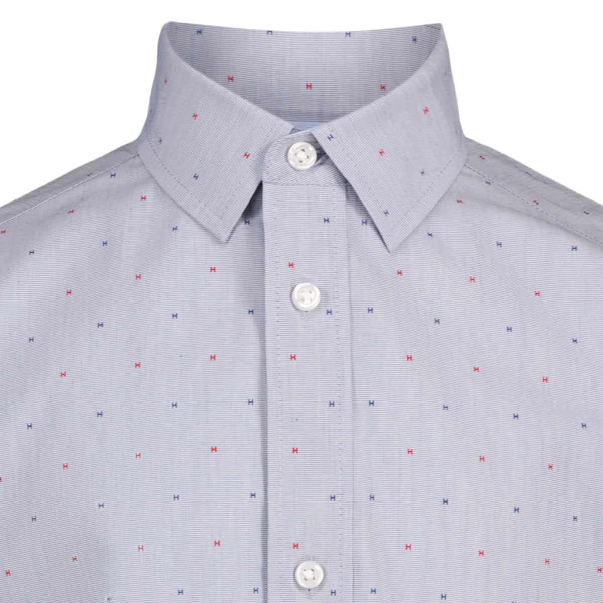Tommy Hilfiger | Camisa de Vestir Manga Larga Estampado H Azul Niño (8T - 16T)