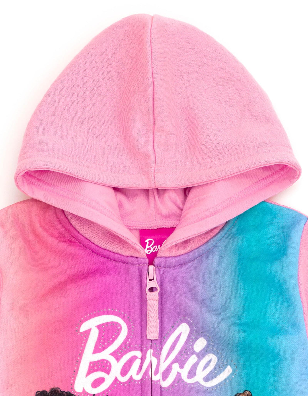 Sudadera con Capucha y Cremallera Barbie Oficial | Felpa Francesa + Degradado Rosa Azul + Gráfico 4 Amigas | Niña (2T - 16T)