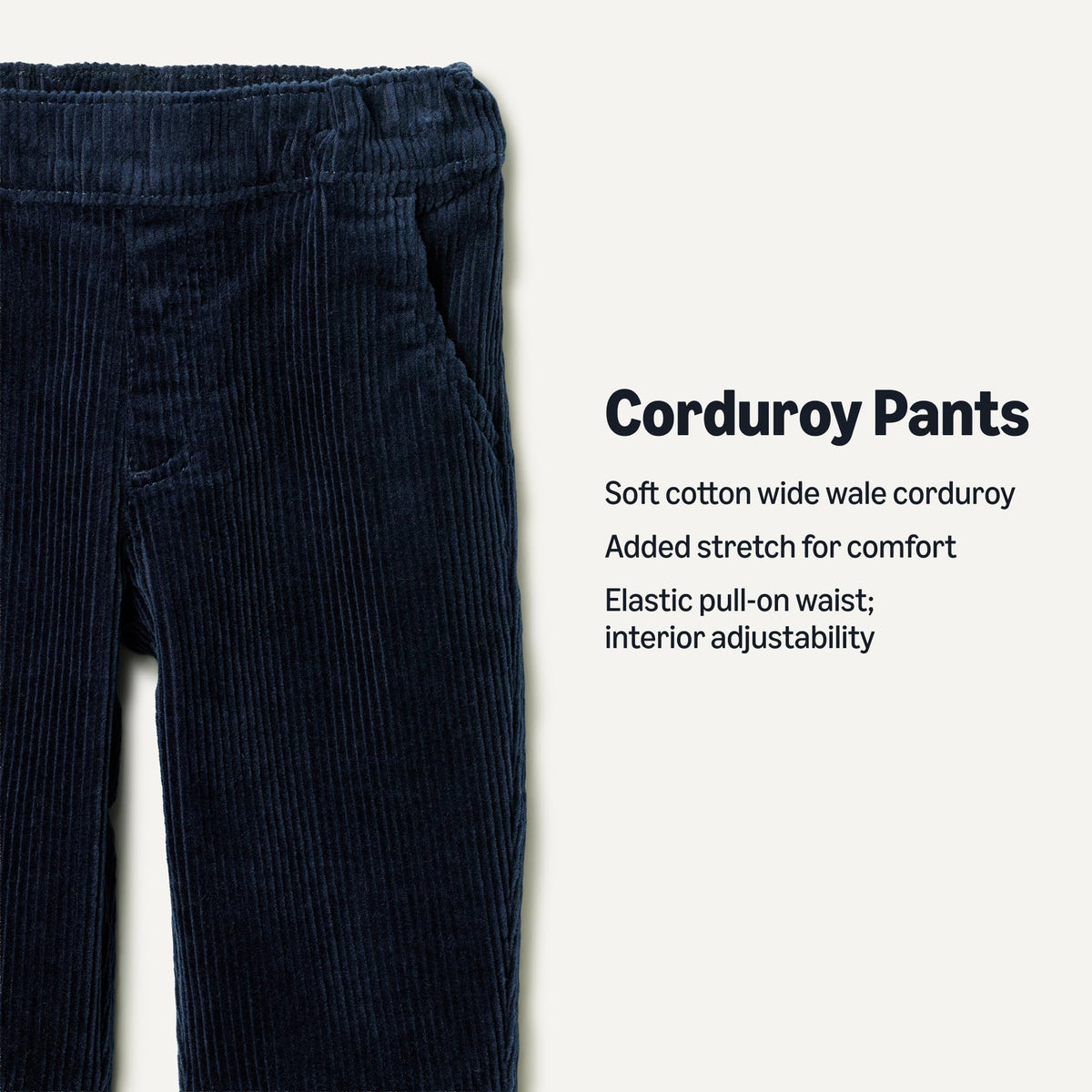 Amazon Essentials x Sofia Grainge Pantalón Pana Bebé/Niño | Azul Navy • Stretch • Cintura Elástica