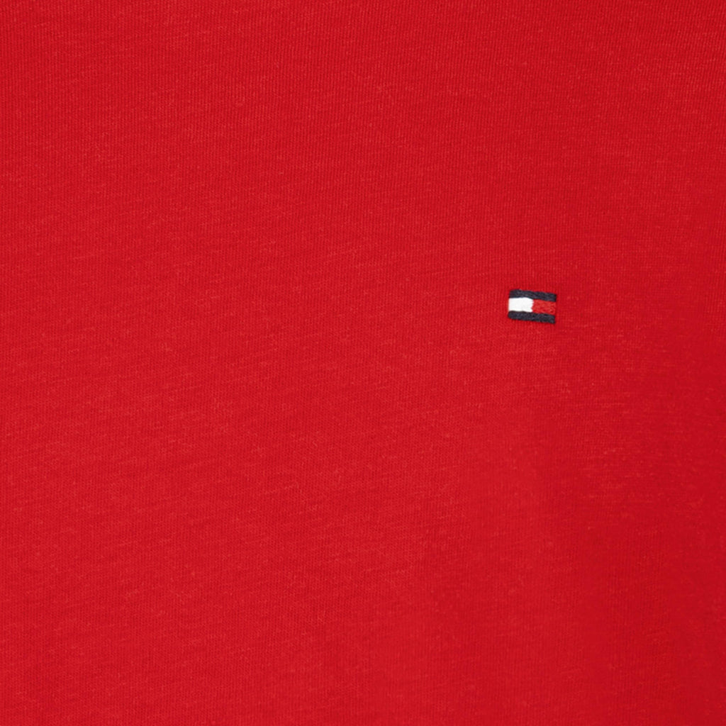 Tommy Hilfiger | Camiseta Niño Manga Larga Firma Script Manga Logo Bandera Bordado 100% Algodón Rojo (8-16T)
