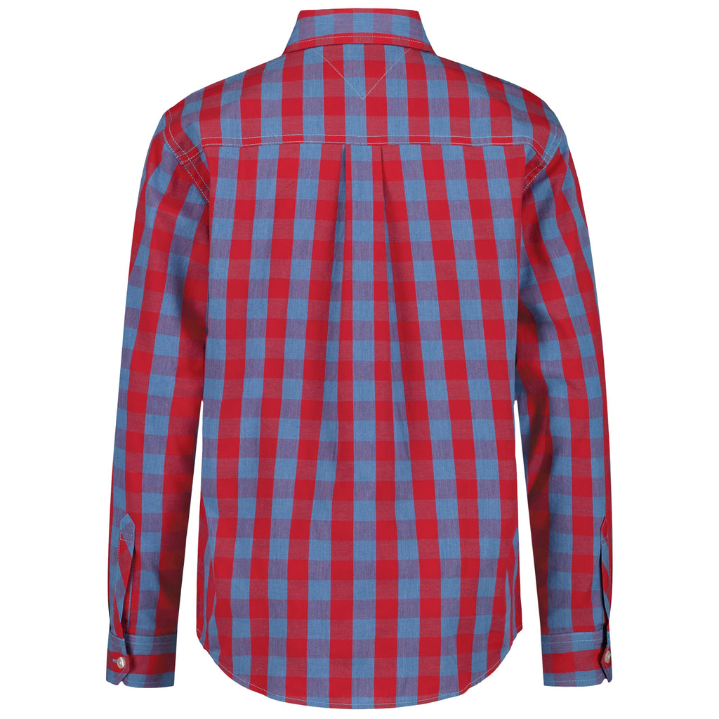 Tommy Hilfiger | Camisa Casual Manga Larga Gingham Rojo Azul Niño (3T - 18T)