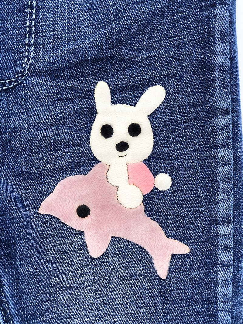 Conjunto 2 Piezas para Niña: Suéter con Conejito 3D y Jean Acampanado con Lazos y Perlas