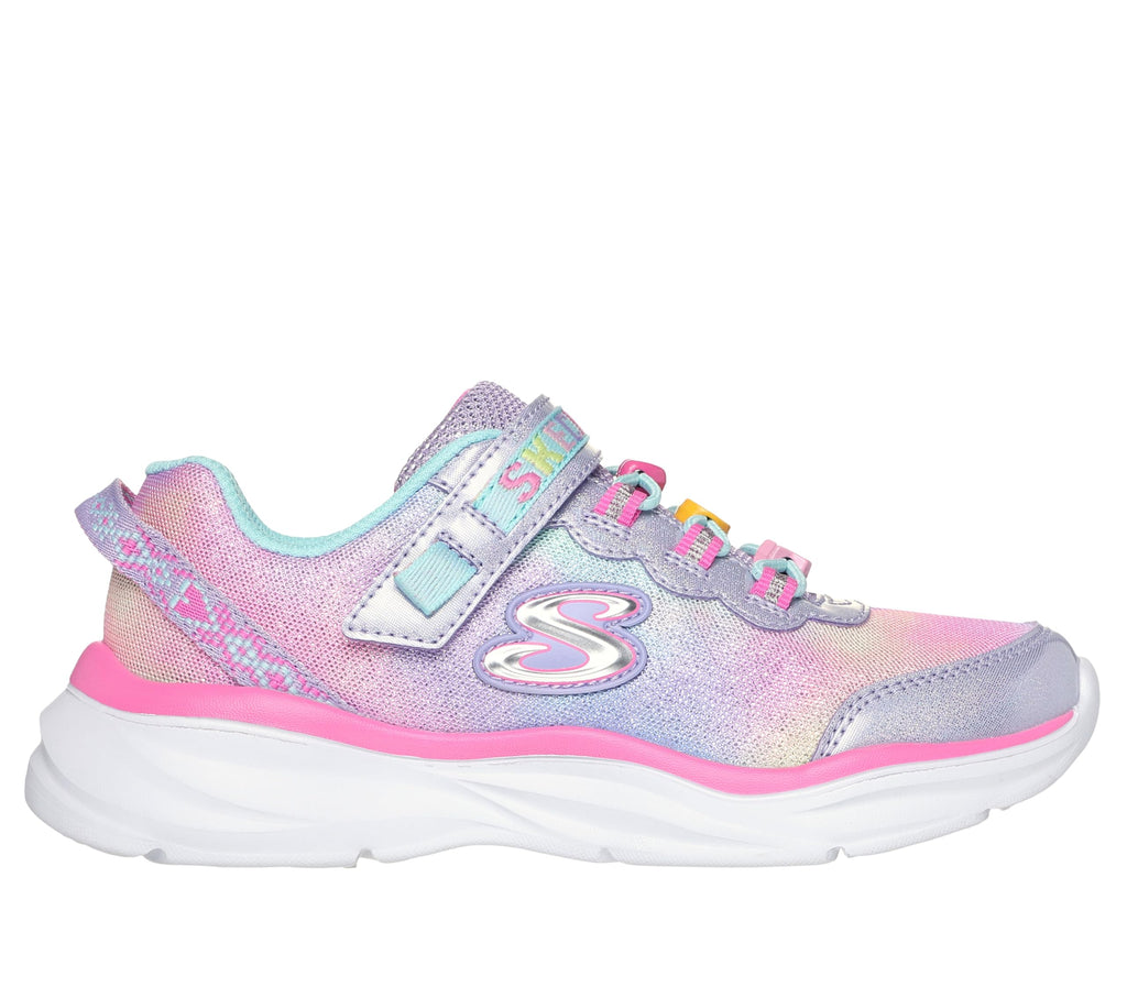 Skechers - Tenis Deportivos con Dijes Decorativos, Cierre Adaptable y Lavables para Niña (Lavanda/Multicolor) (Talla 27 - 36)