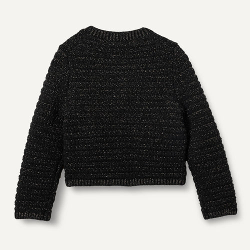 Amazon Essentials Cárdigan Niña | Marfil & Negro • Estilo Chanel • Botones Dorados (Copia)