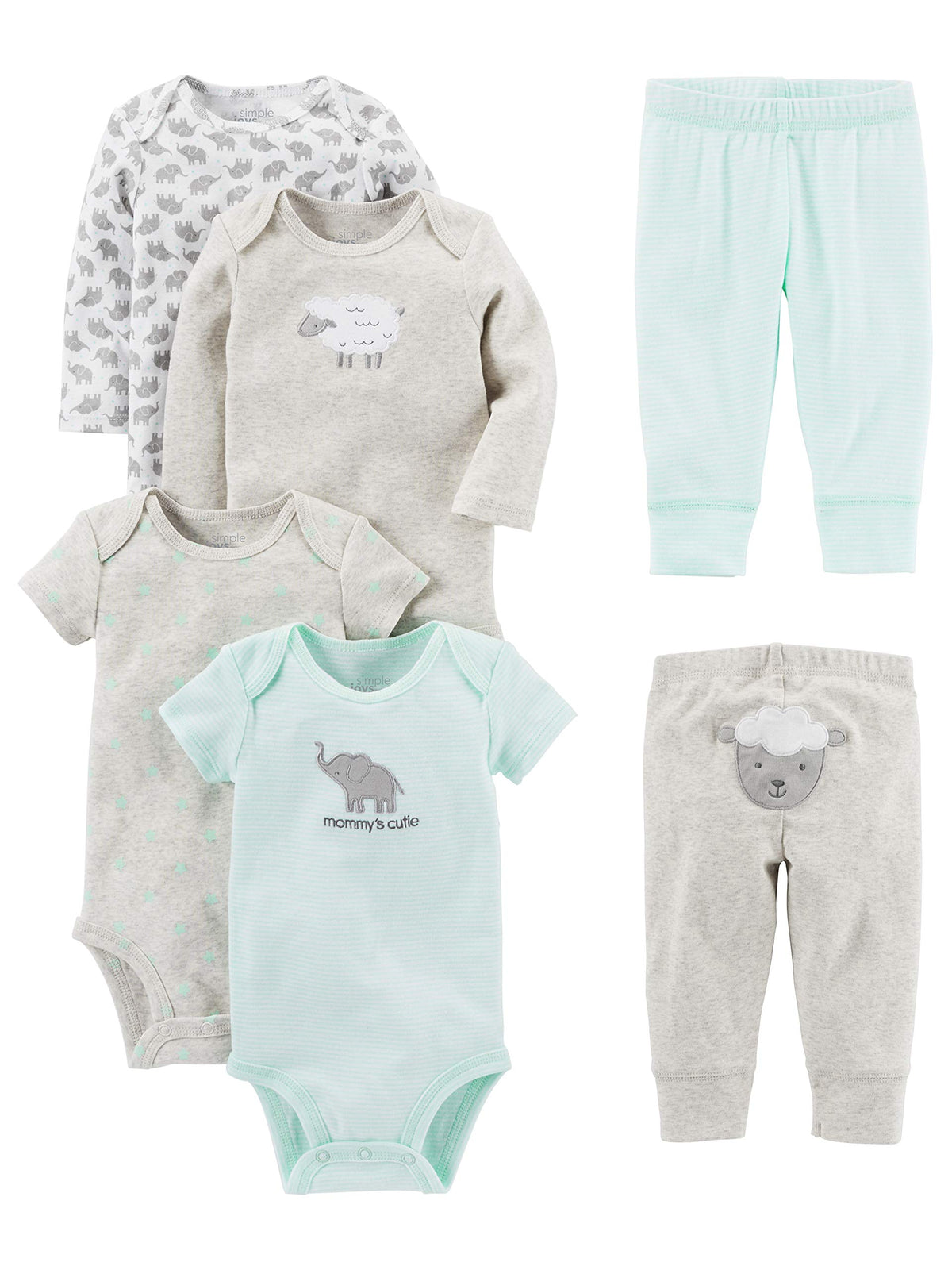 Simple Joys by Carter's | Set 6 Piezas Bodysuits y Pantalones Bebé