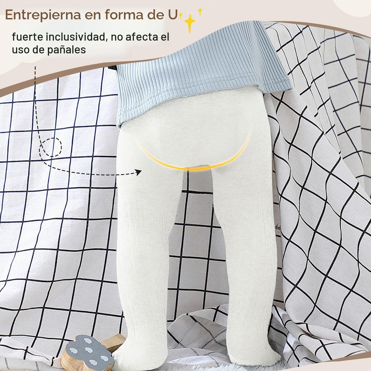 Pack 3 Leotardos con Pies Zando | Espacio para Pañal + Algodón Premium + Negro Blanco Gris | Bebé Niña 0-4T