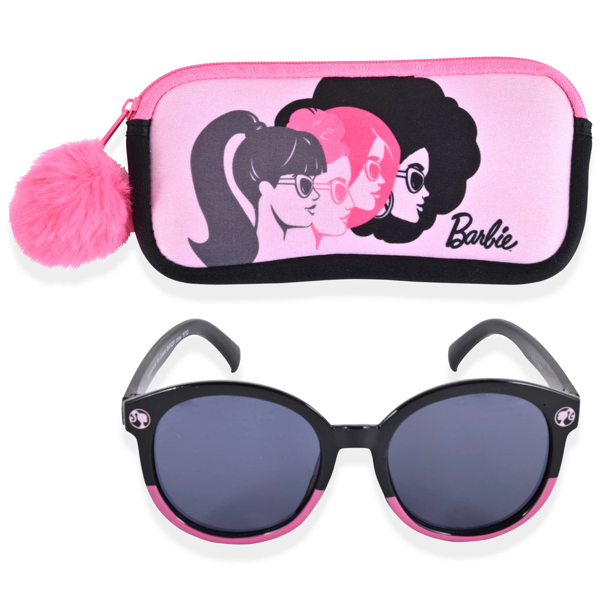 Set Barbie | Gafas de Sol Ojo de Gato Blancas con Estuche Glitter Plateado — Niñas