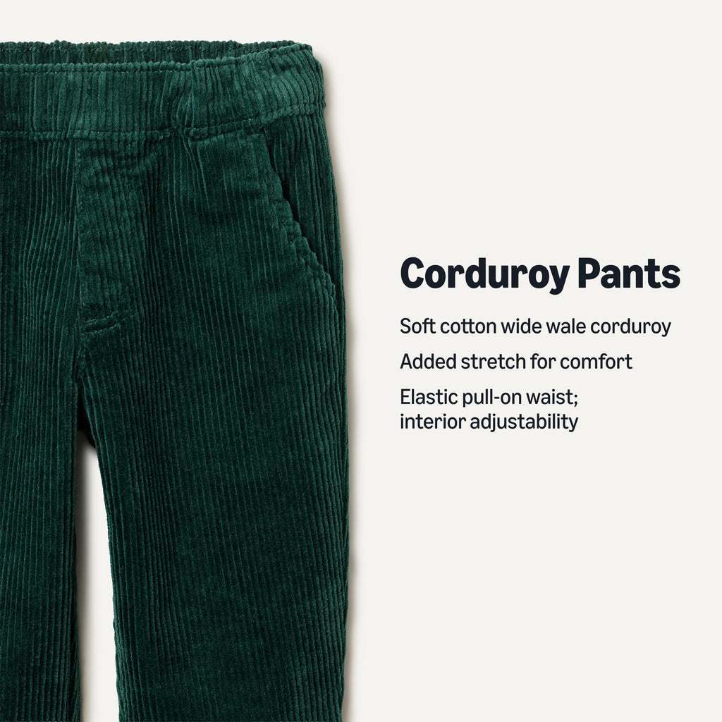 Amazon Essentials x Sofia Grainge Pantalón Pana Bebé/Niño | Verde Oscuro • Stretch • Cintura Elástica