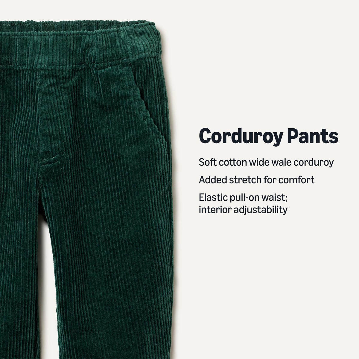 Amazon Essentials x Sofia Grainge Pantalón Pana Bebé/Niño | Verde Oscuro • Stretch • Cintura Elástica